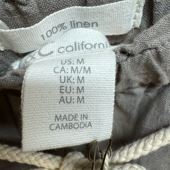C&C California 100% Linen Gray Pull On Pants Women’s Medium NWT vintage look - Picture 5 of 6